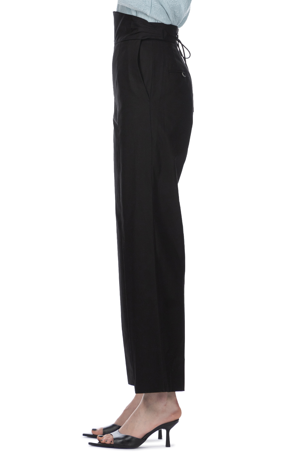 Mame Kurogouchi♡ Back String Cotton Flare Trouser Mame Kurogouchi | Back String Cotton Flare Trousers - Black